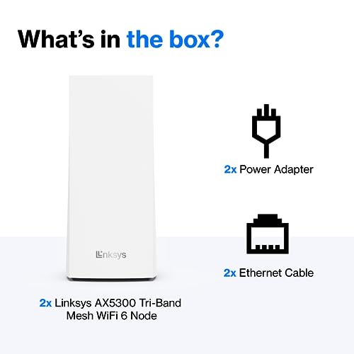 Linksys Velop MX10600 Tri-Band Whole Home Mesh WiFi 6 System (AX5300)