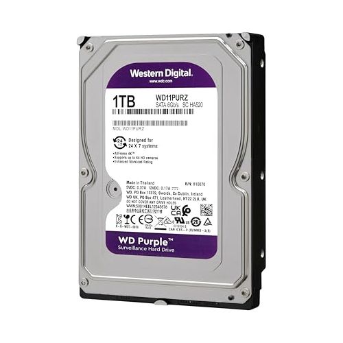 WD Purple 1TB Surveillance 3.5 Inch SATA 6 Gb/s Hard Disk Drive with Allframe 4K Technology